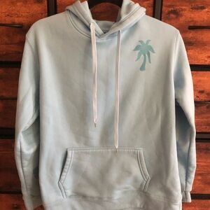 Sky Blue Hoodie with Palm Tree Accent